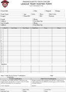 Soccer Team Roster Template form