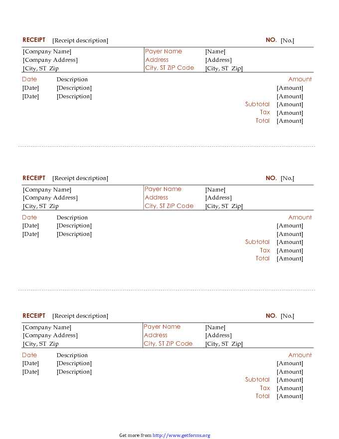 Blank Receipt Template 1