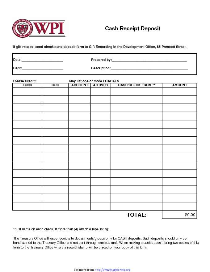 Cash Receipt Template