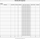 Monthly Bill Organizer Chart form