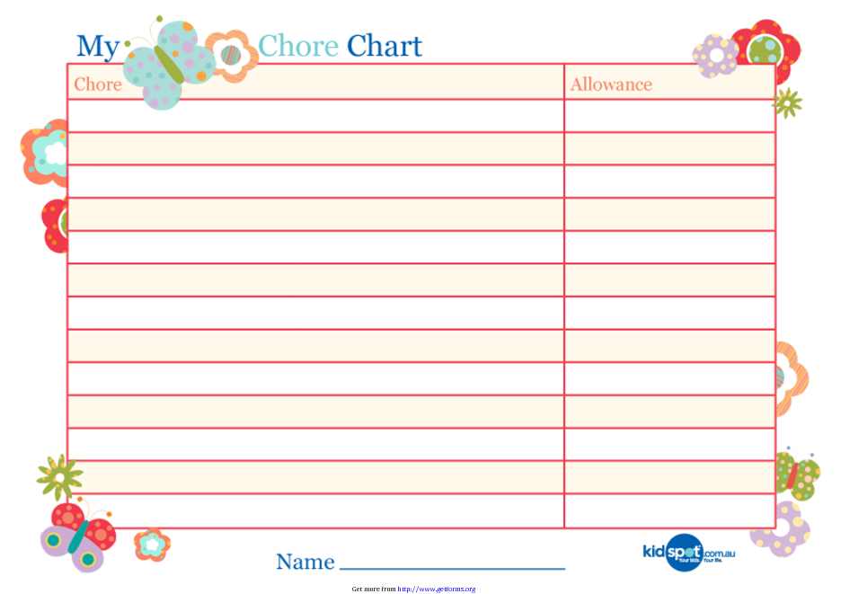 Basic Reward Chart for Girls