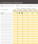 Weekly Class Attendance Record form