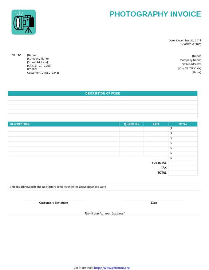 Photography Invoice 1