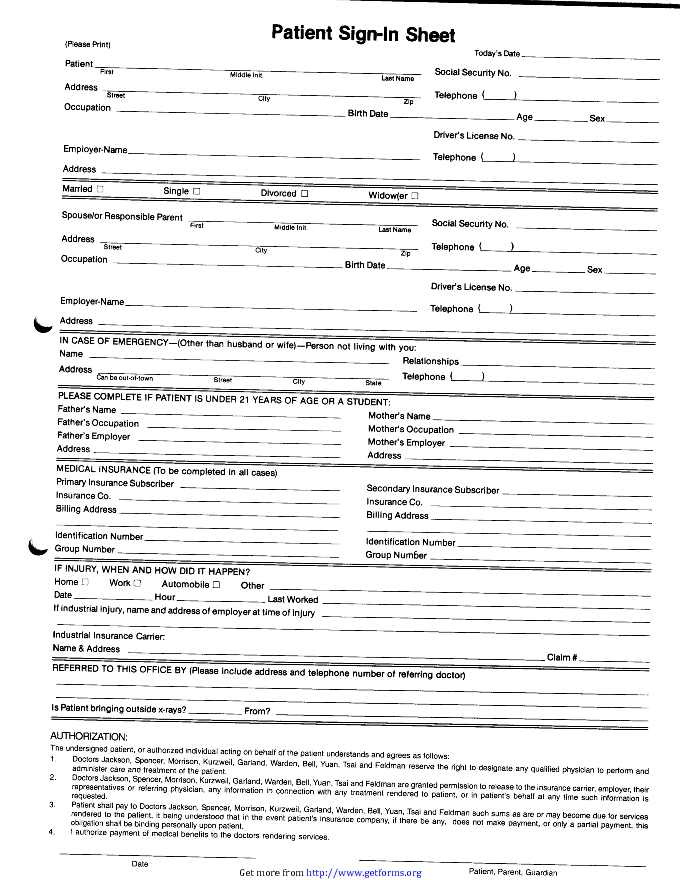 Patient Sign in Sheet Pdf