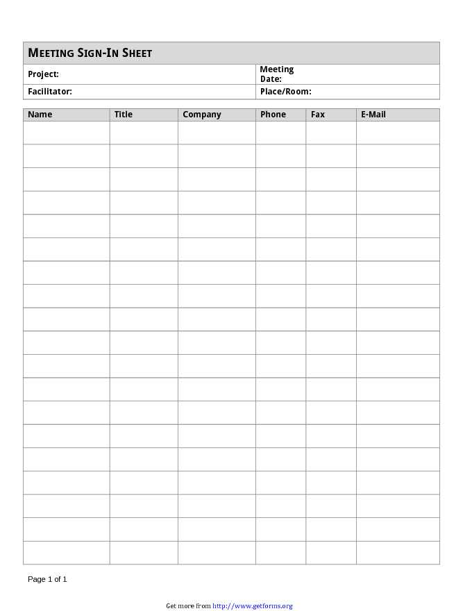 Meeting Sign in Sheet Template