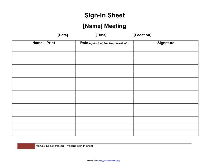 Meeting Sign-in Sheet
