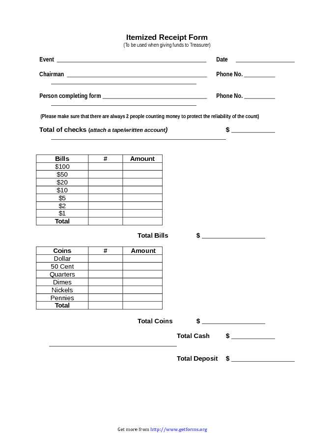 Itemized Receipt Template 1