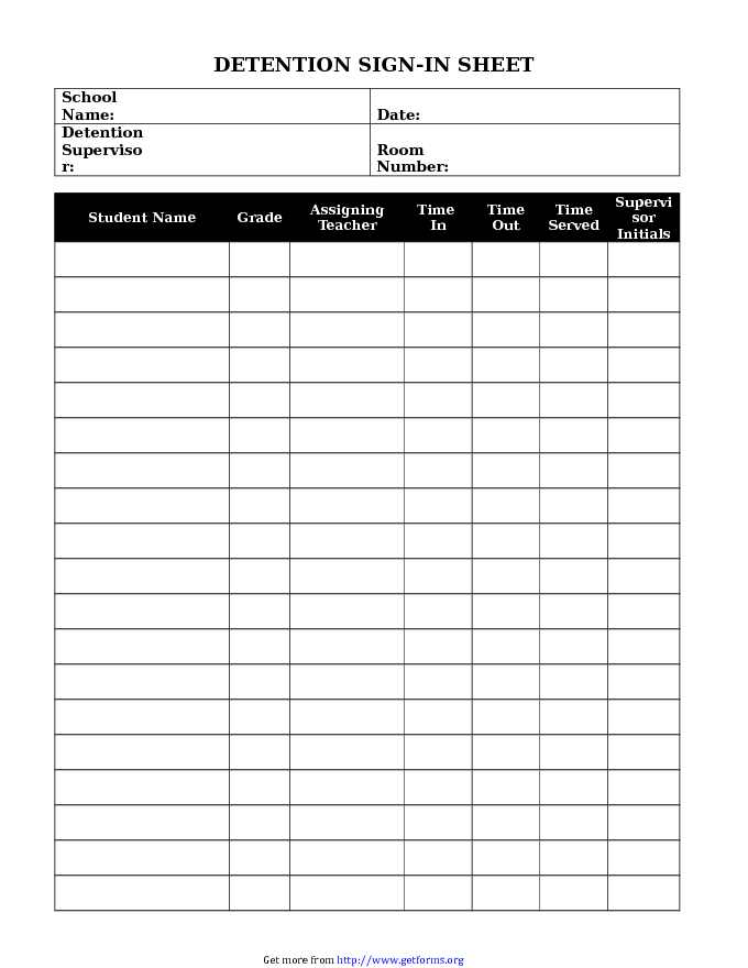 Student Sign in Sheet Template
