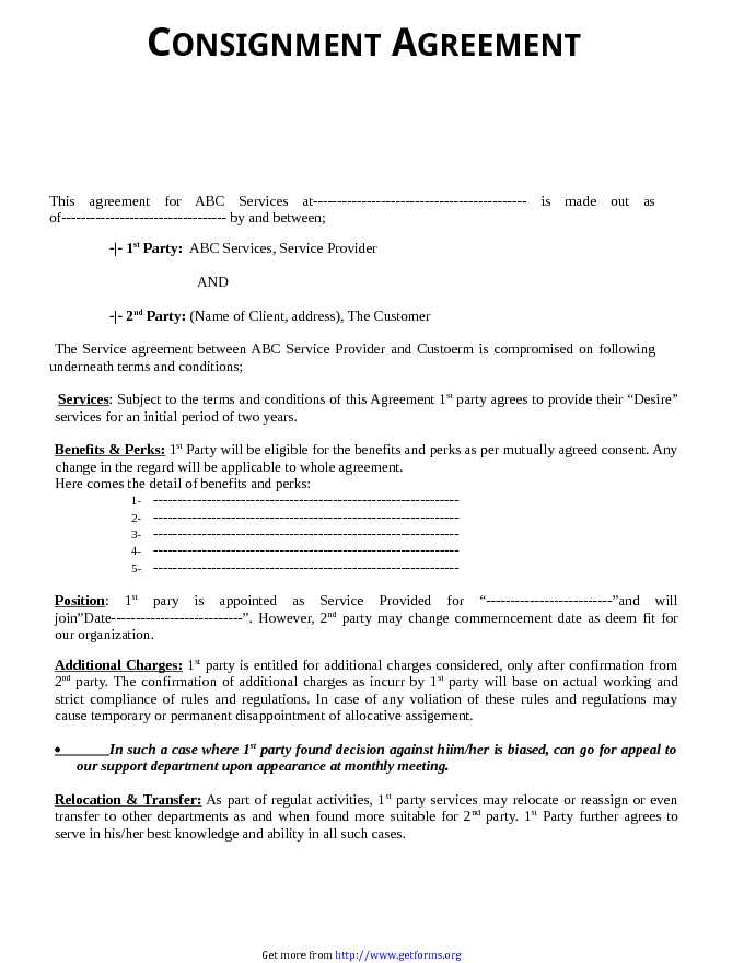 Consignment Agreement Template 2