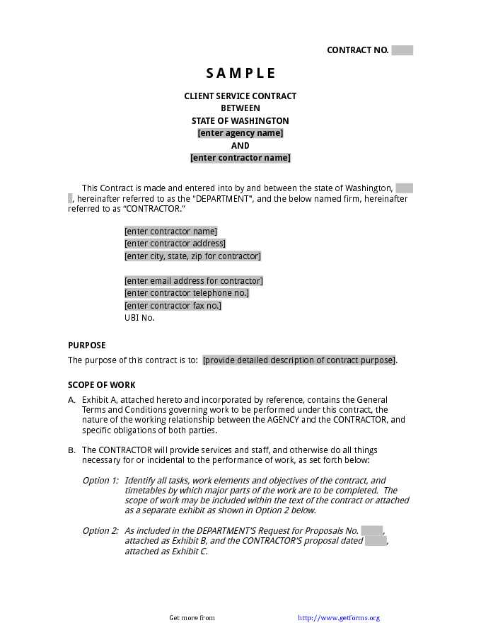 Sample Client Service Contract