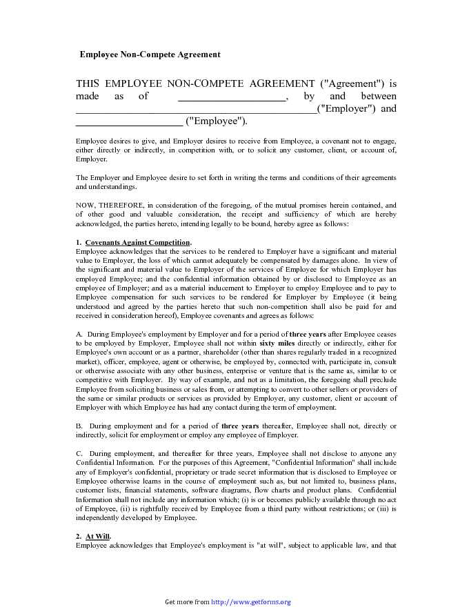 Employee Non-Compete Agreement