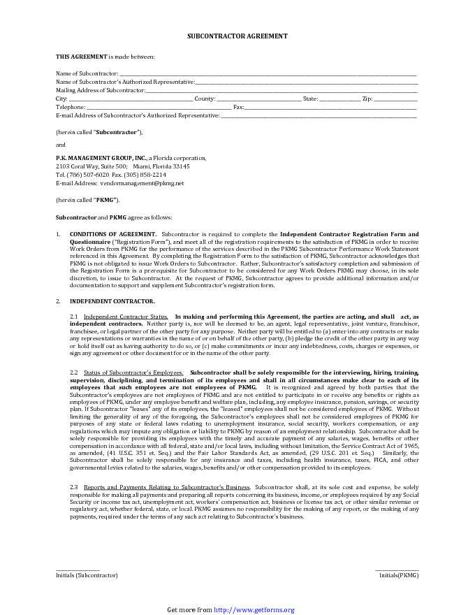 Subcontractor Agreement 3