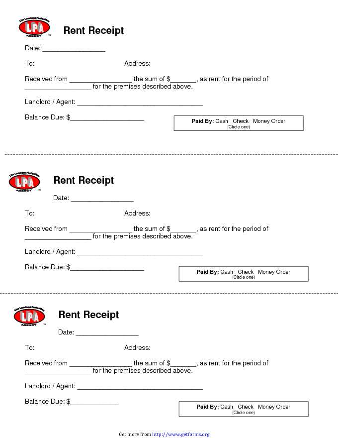 Rent Receipt Template 