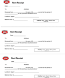 Rent Receipt Template  form