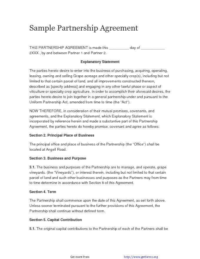 Sample Partnership Agreement