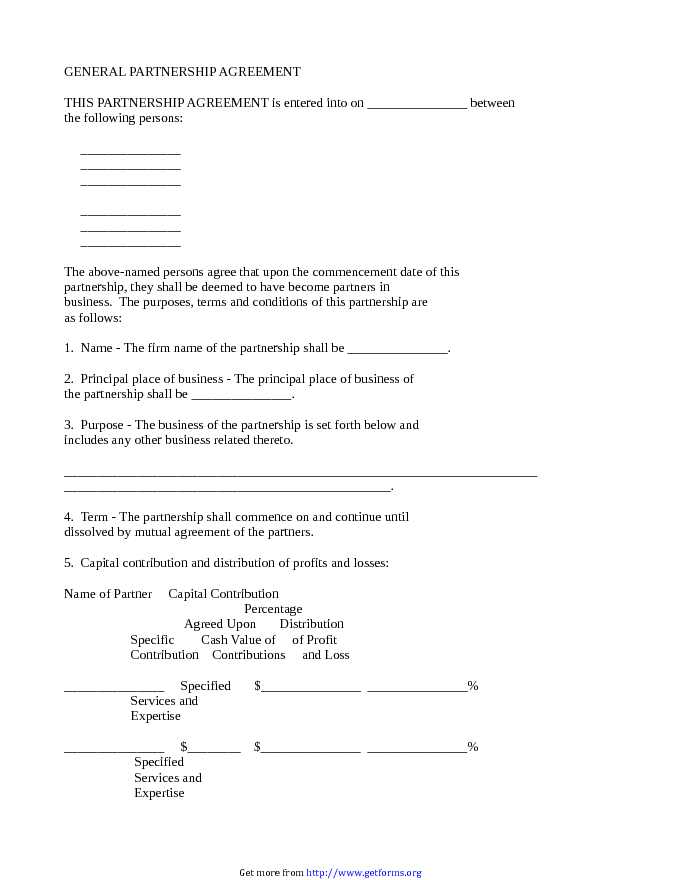 General Partnership Agreement Template