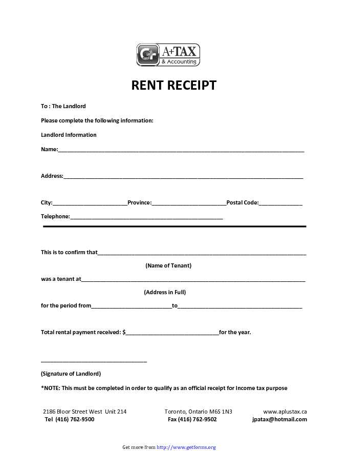 Rental Payment Receipt