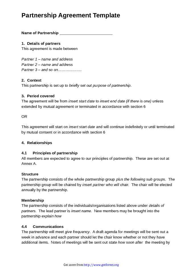 Partnership Agreement Template