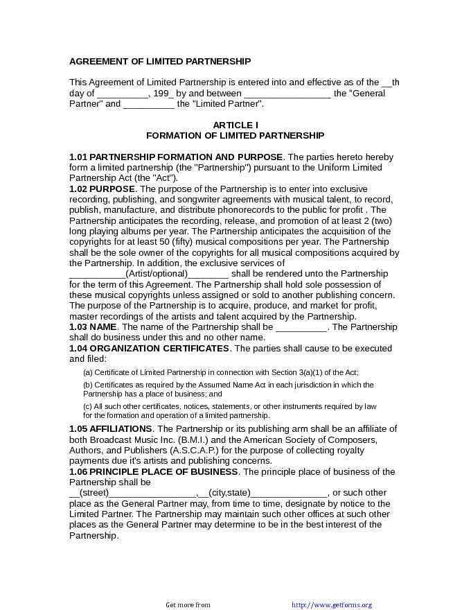 Partnership Agreement Form