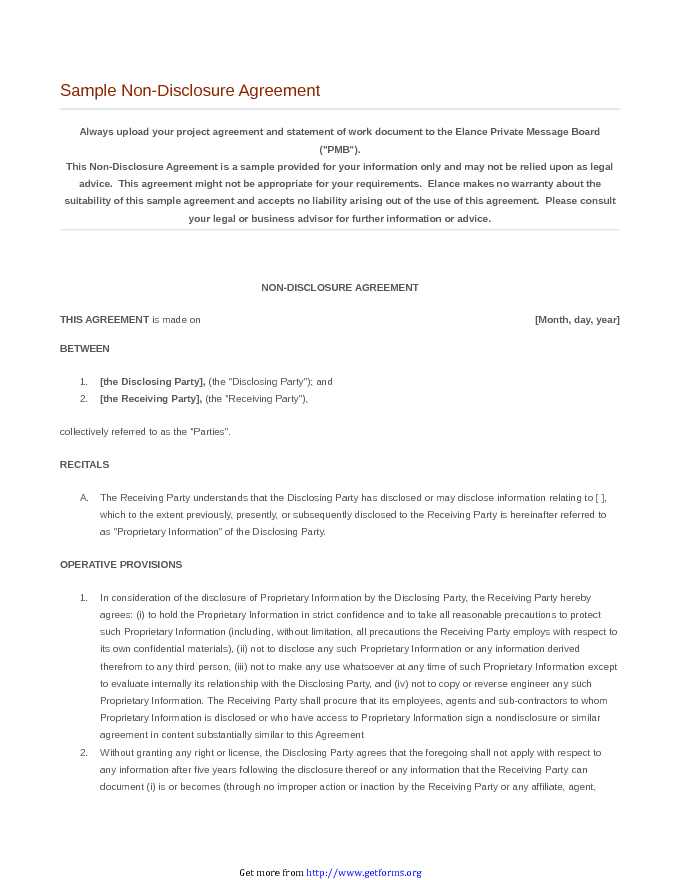 Confidentiality Agreement Sample 1