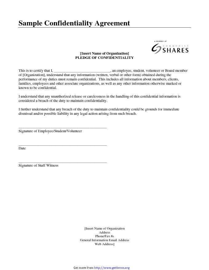 Confidentiality Agreement Sample 3