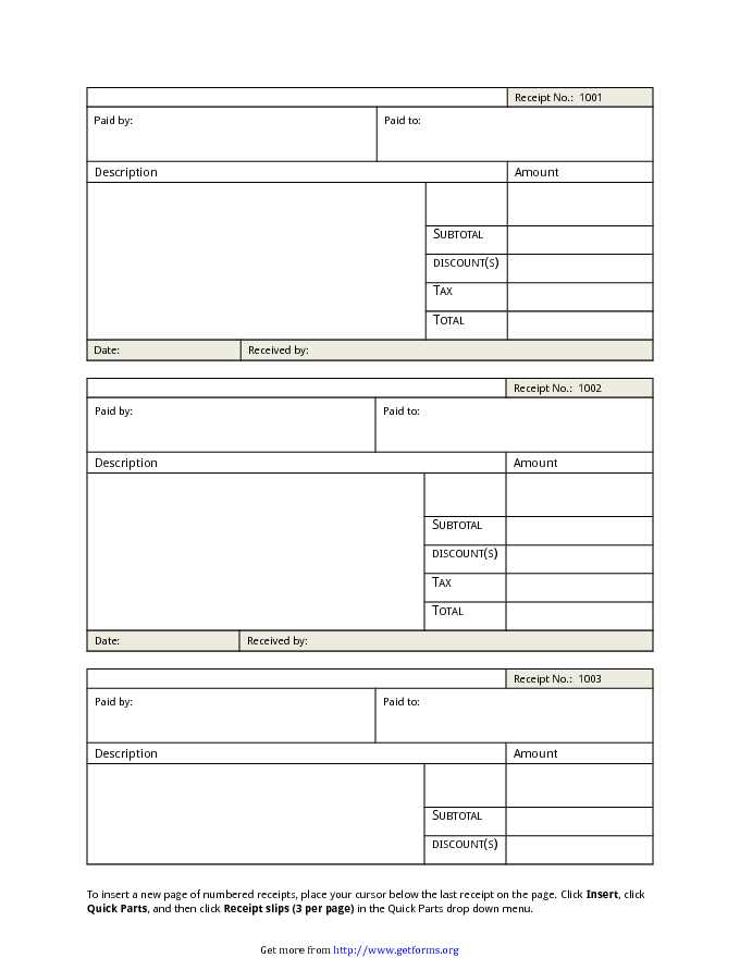 Free Printable Receipt Forms