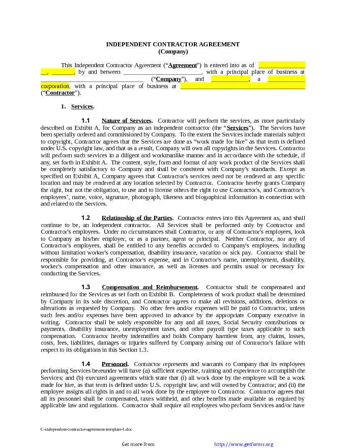 Independent Contractor Agreement Template 1