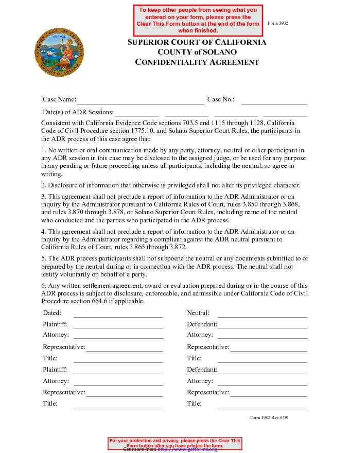 Confidentiality Agreement Template 2