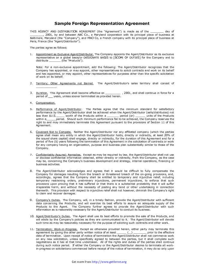 Agency Agreement Sample 4