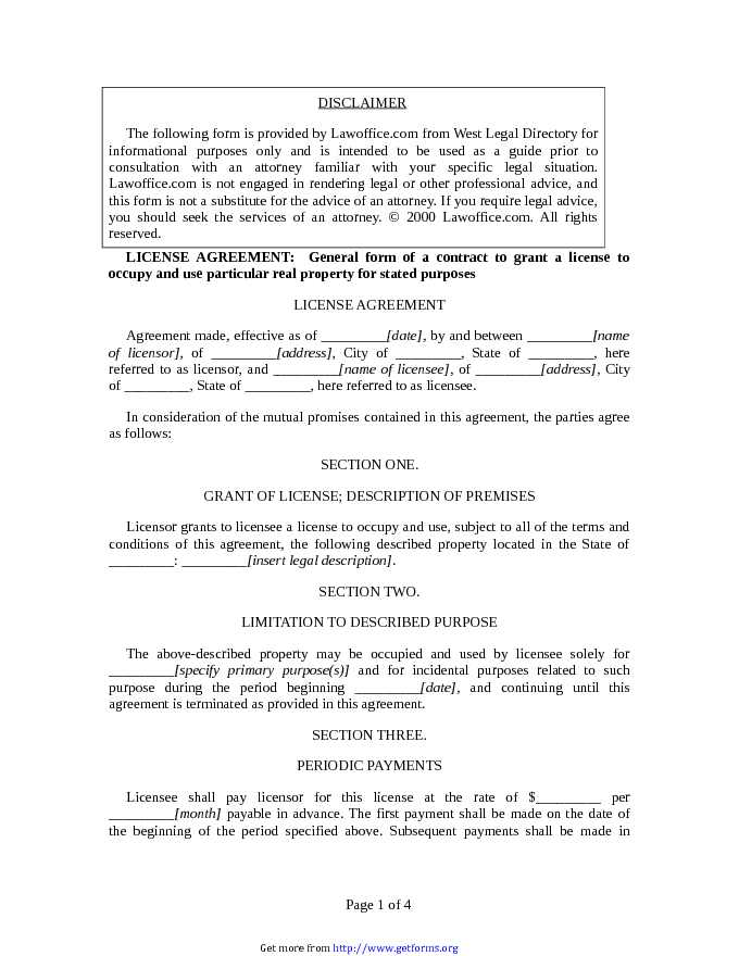 License Agreement Template 1