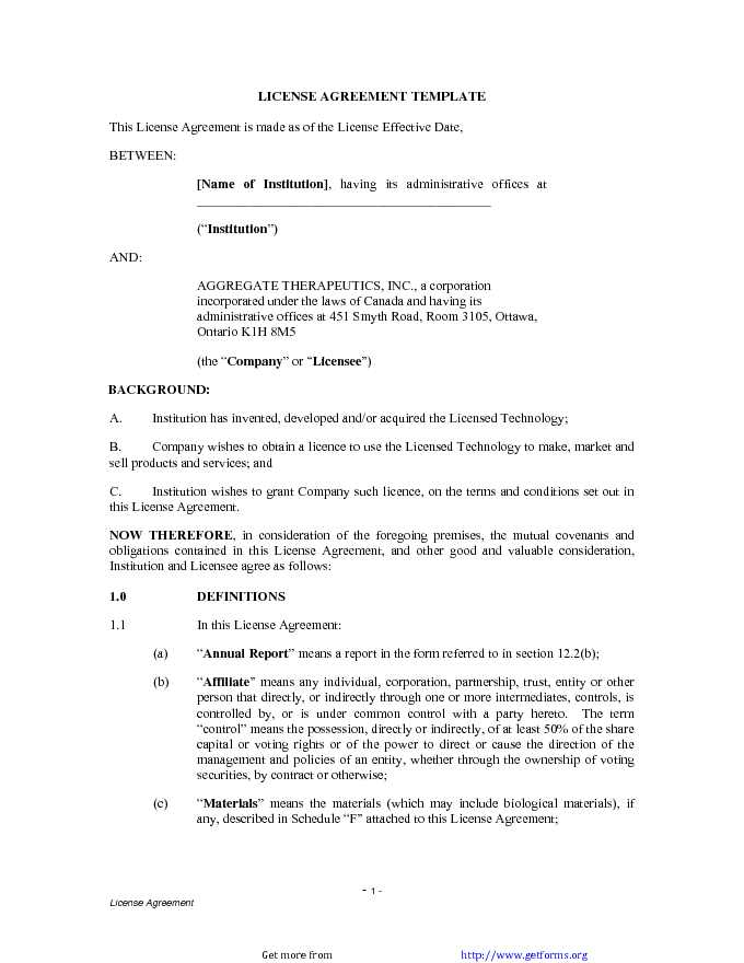 License Agreement Template 2
