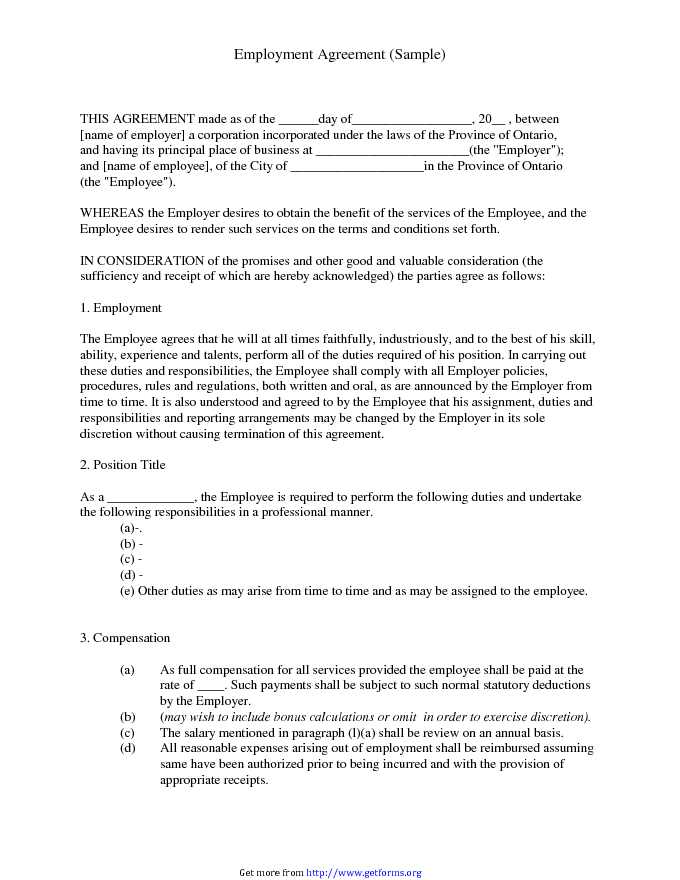 Employment Agreement Template 2