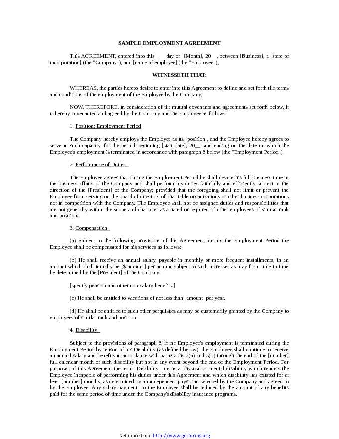 Employment Agreement Template 3
