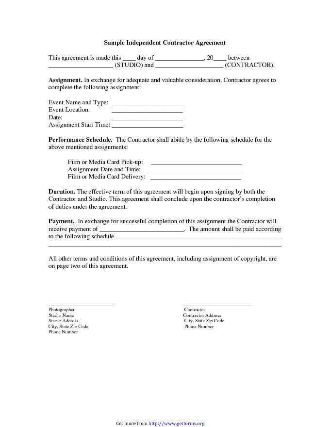 Sample Independent Contractor Agreement 1