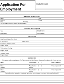 Simple Application for Employment Form form