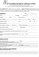 CVS Employment Application form