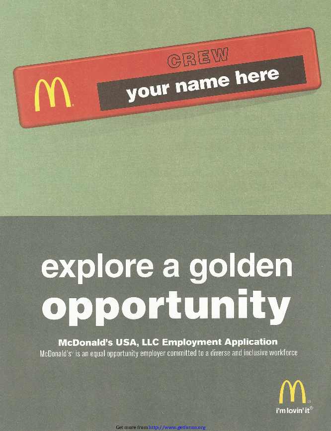McDonalds Application Form