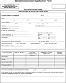 Sample Employment Application Form form