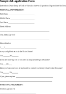 Sample Job Application 1 form