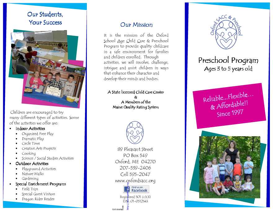 Preschool Brochure 3