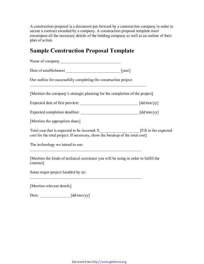 Sample Construction Proposal Template