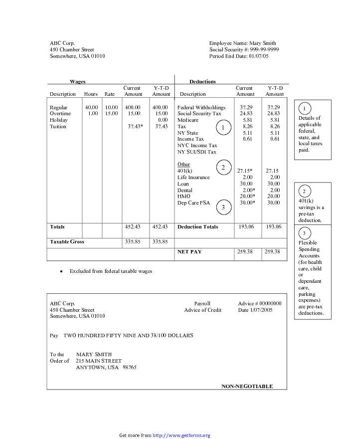 Pay Stub Template Free