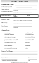 Payroll Change Form form