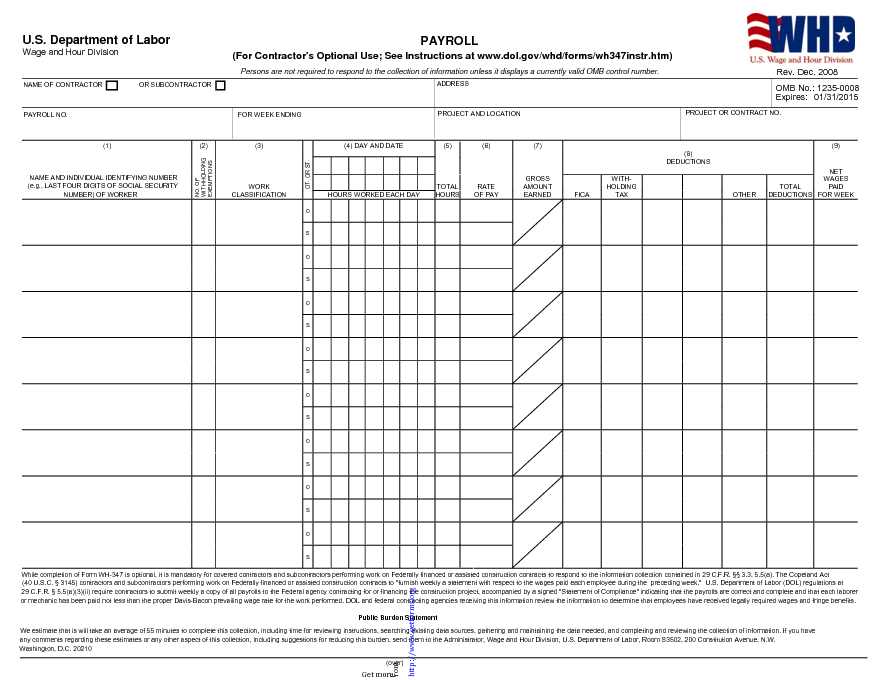 General Certified Payroll Form