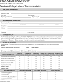 Graduate College Letter of Recommendation form