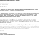 Letter of Recommendation for Middle School Student form