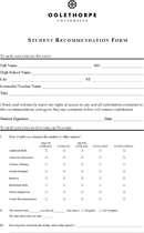 Student Recommendation Form form