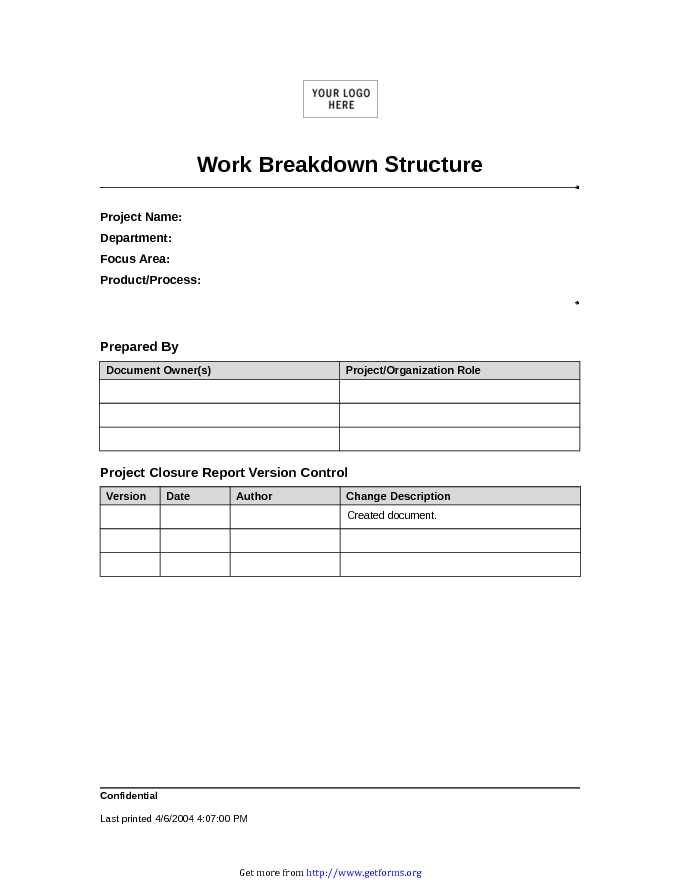 Work Breakdown Structure Template 1