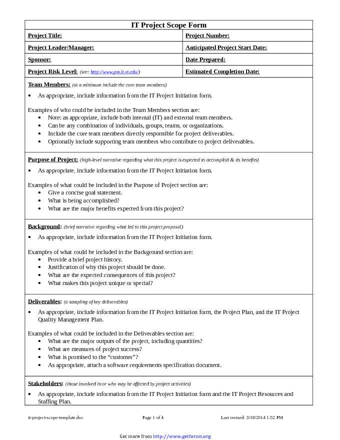 It Project Scope Template