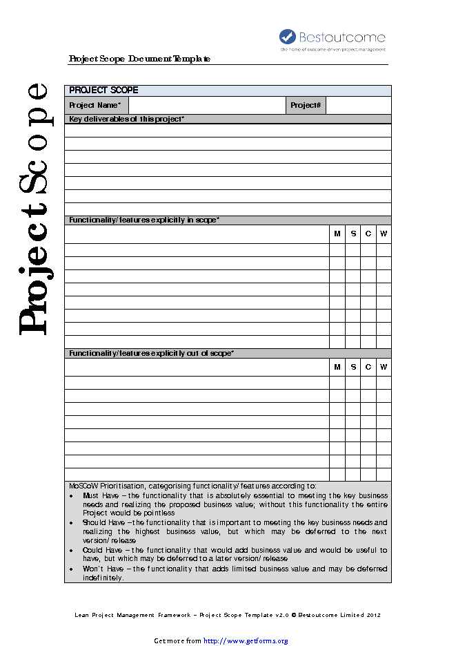 Project Scope Document Template